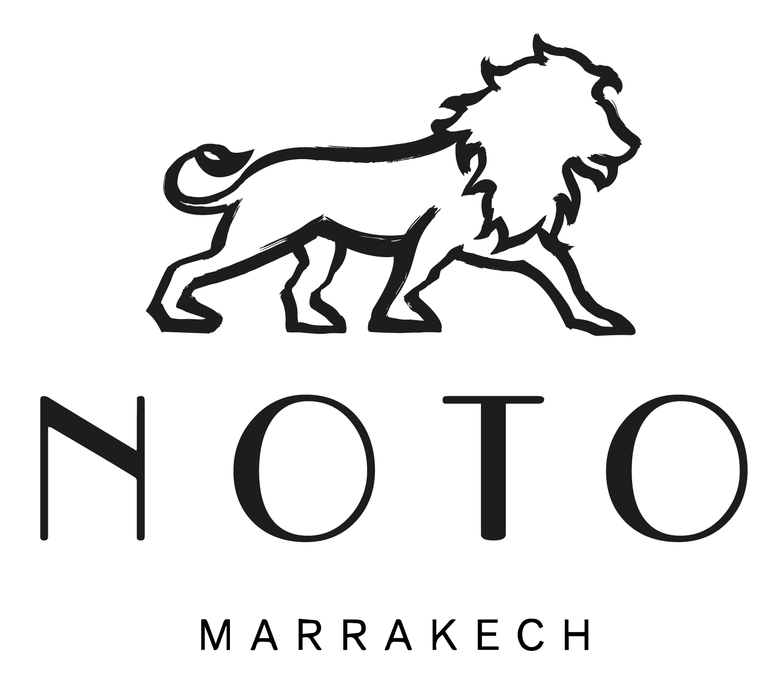 Logo de NOTO Marrakech avec un lion.
